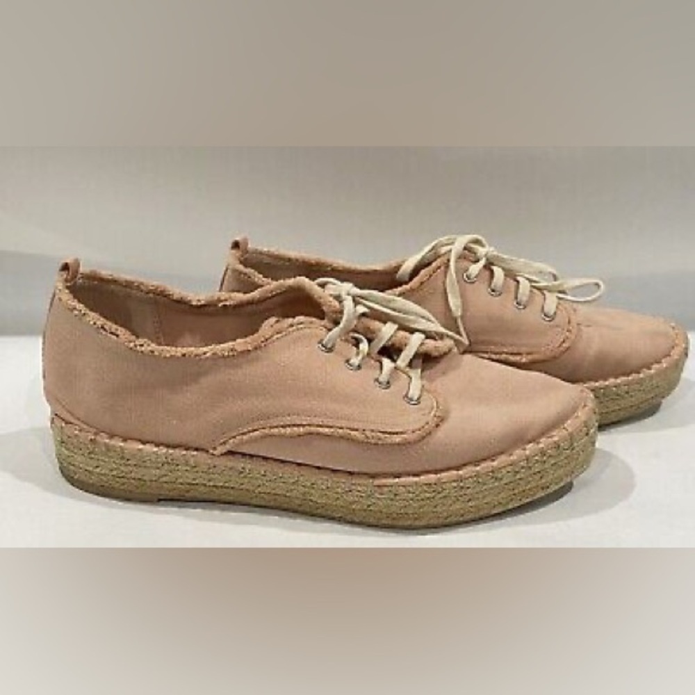 Dolce Vita Peach Canvas Espadrille Sneakers Sz 8 Lace Up Shoes Platform Wedge